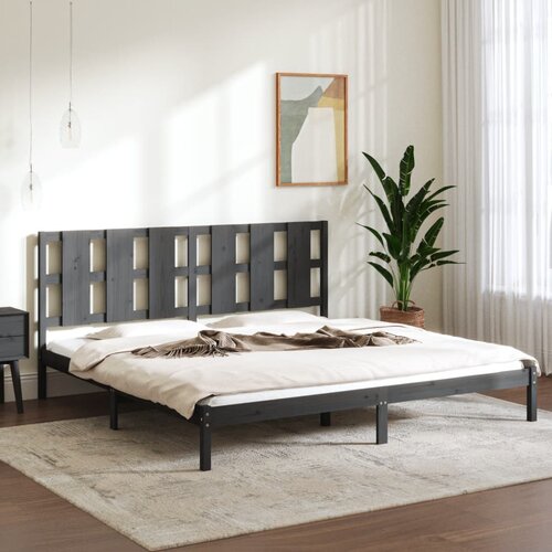 The Living Store Posteljni okvir siv iz trdne borovine 200x200 cm - Posteljni Okvir, (21524536) Slike
