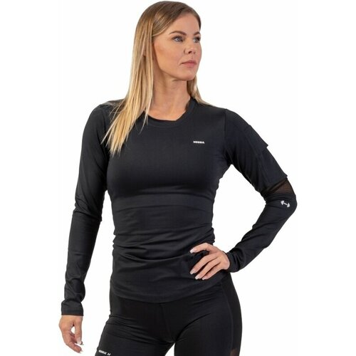 NEBBIA Long Sleeve Smart Pocket Sporty Top Black XS Slike
