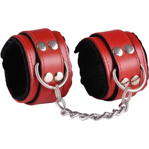 Dominate Me Leather Handcuffs D14 Red-Black