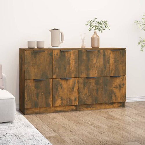 VidaXL Komoda 2 kosa dimljen hrast 60x30x70 cm konstruiran les Slike