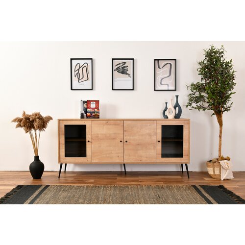 Wallity komoda Calvin Glass 180x81x41cm Hrast-Crna Cene