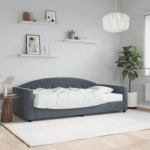 VidaXL Dnevna postelja z vzmetnico temno siva 90x200 cm žamet Slike