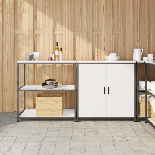 VidaXL Kuhinjski set za pohranu 2 pcs Bijela 150 x 50 x 92 cm Slike