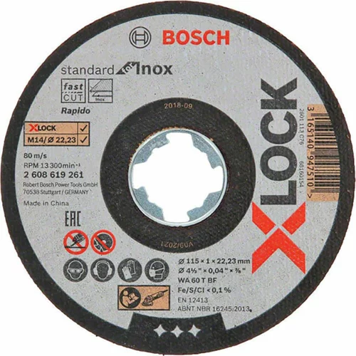 Bosch REZALNA PLOŠČA ZA RF 10-DELNI SET 115X1X22.23 MM X-LOCK WA 60 T BF