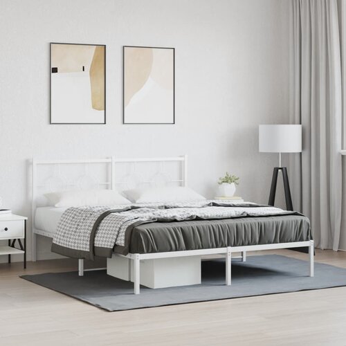  The Living Store Kovinski posteljni okvir z vzglavjem bel 150x200 cm - Posteljni Okvir, (21441747) Slike