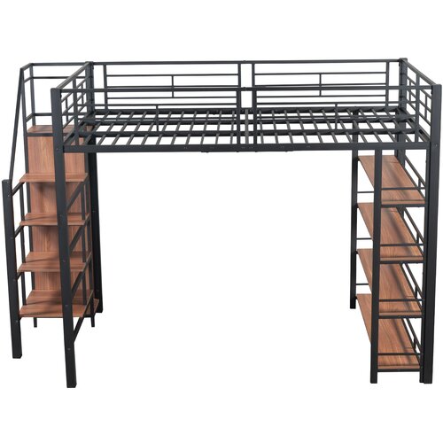 Lumor Postelja z mezzanine 140x200 cm - Z majhno omaro in policami za shranjevanje - Črna, (22155702) Cene