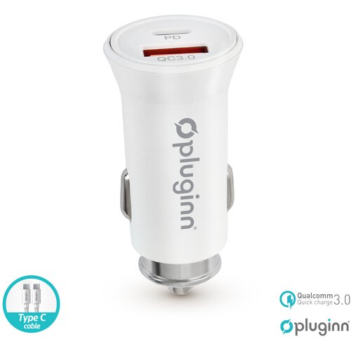  Auto punjač PI-21S, PD 20W, QC 3.0 18W, sa PD Type C kablom beli Slike