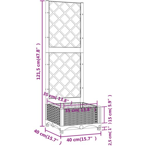  Vrtna sadilica s re&amp;scaron;etkom smeđa 40 x 40 x 121,5 cm PP Slike
