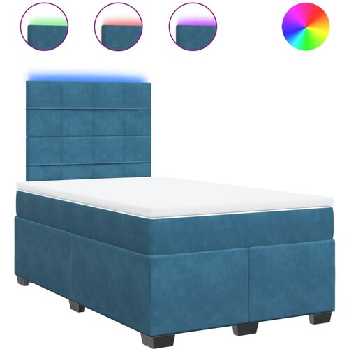 VidaXL Box spring postelja z vzmetnico modra 120x190 cm žamet, (21304596) Slike