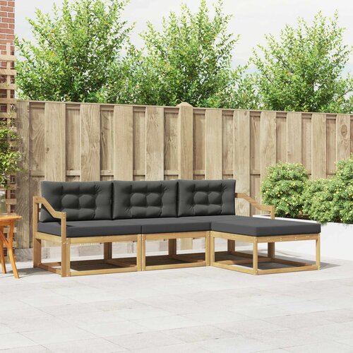  Set vanjskih sofa s jastukom 4 pcs Bijela i antracit Poliester Cene