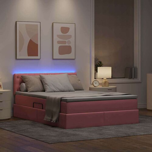  Krevet S LED lampica s uzglavljem Ružičasta 140 x 200 cm Bar&amp;scaron;un Slike