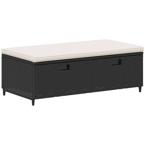  Set vanjskih sofa 4 pcs Crna i krem-bijela Poliratan i Akacija Slike