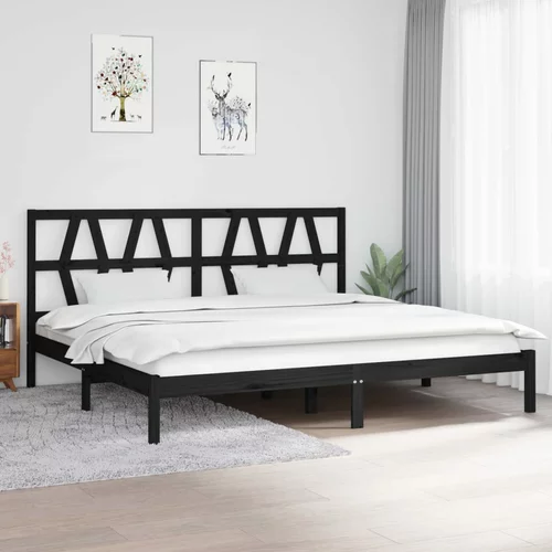vidaXL Okvir za krevet od masivne borovine crni 200 x 200 cm