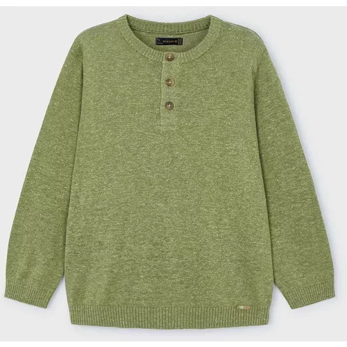 Mayoral Otroški pulover s primesjo lanu zelena barva