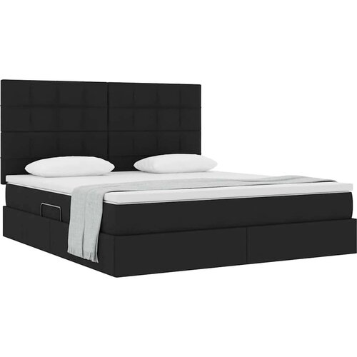 VidaXL Krevet s od storage s madracem Crna 180 x 200 cm Lažna koža Slike