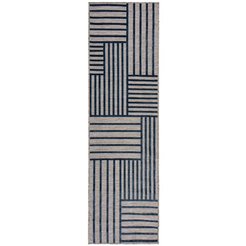 Flair Rugs Tamno plavi unutarnji i vanjski tepih 66x230 cm Vigo Blocks &amp;ndash; Slike