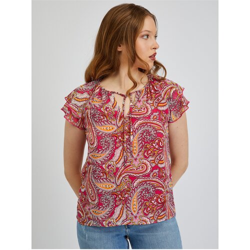 Orsay Red-Pink Ladies Patterned Blouse - Women Slike