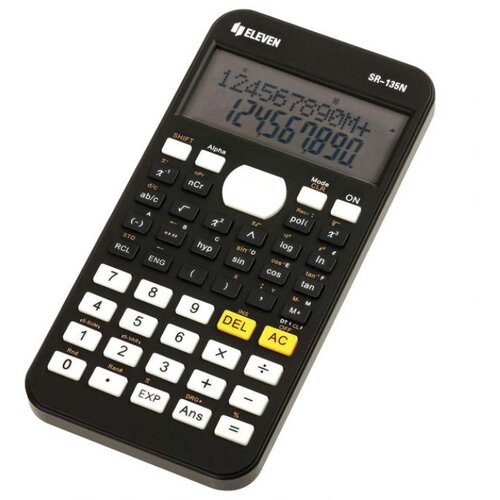  KALKULATOR TEHNIČKI 10 PLUS 2MJESTA 240 FUNKCIJA ELEVEN SR-135N CRNI Slike