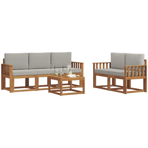  Set vanjskih sofa 6 kom. Prirodna i svijetlo siva Slike