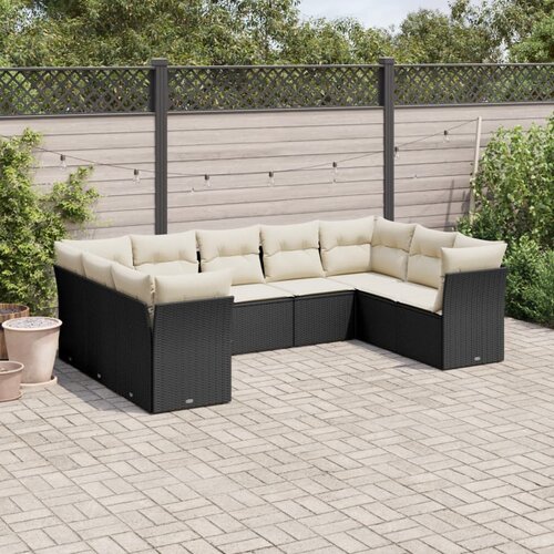  9-dijelni set vrtnih sofa s jastucima crni od poliratana Cijene