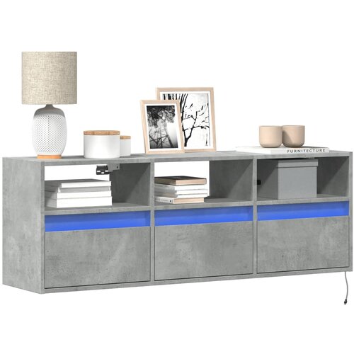 vidaXL Stenska TV omarica z LED lučkami betonsko siva 130x31x45 cm Cene