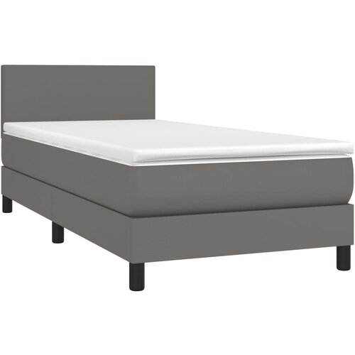  Krevet s oprugama i madracem sivi 80 x 200 cm od umjetne kože Slike