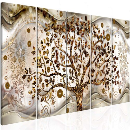  Slika - Tree and Waves (5 Parts) Brown 200x80 Slike