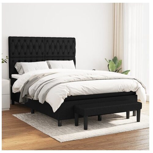 VidaXL Box spring postelja z vzmetnico črna 140x200 cm blago Slike