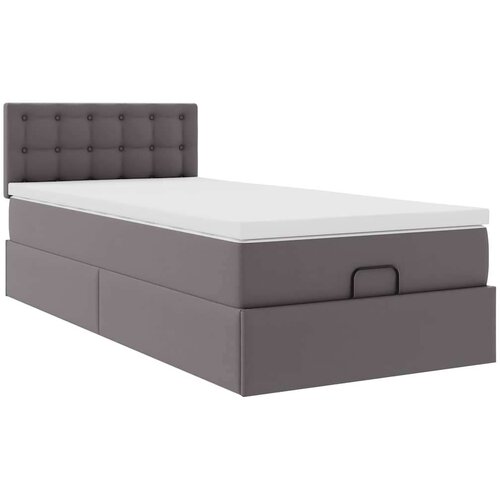 VidaXL otomanski okvir kreveta s madracem sivi 90x200cm umjetna koža Slike