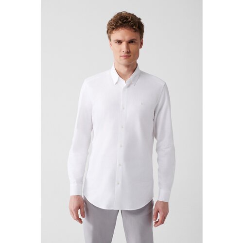 Avva Men's White 100% Cotton Buttoned Bottom Collar Dobby Slim Fit Slim Fit Shirt Slike