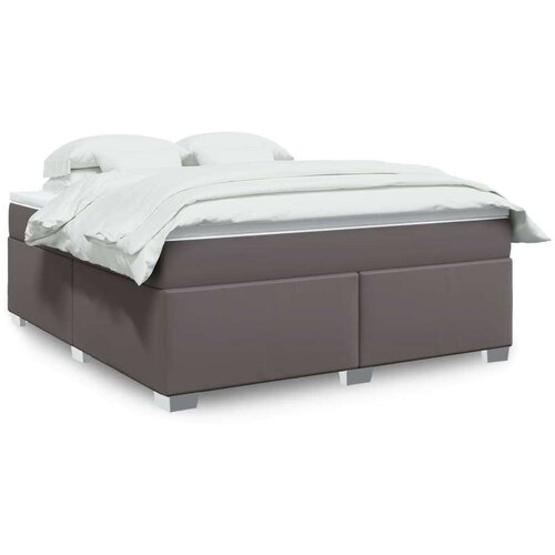 vidaXL Box spring postelja z vzmetnico siva 180x200 cm umetno usnje Cene