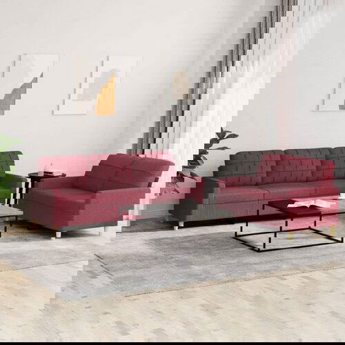 VidaXL 2-dijelni set sofa s jastucima crvena boja vina od tkanine Slike