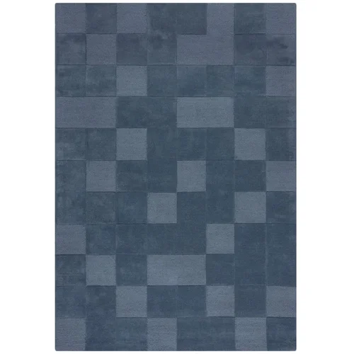 Flair Rugs Tamno plavi ručno rađen vunen tepih 160x230 cm Checkerboard –