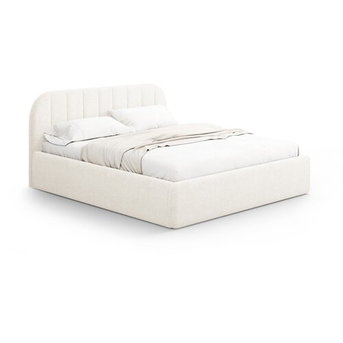 Windsor & Co Sofas Slonokoščena oblazinjena zakonska postelja s prostorom za shranjevanje z letvenim dnom 160x200 cm Juno – Cene