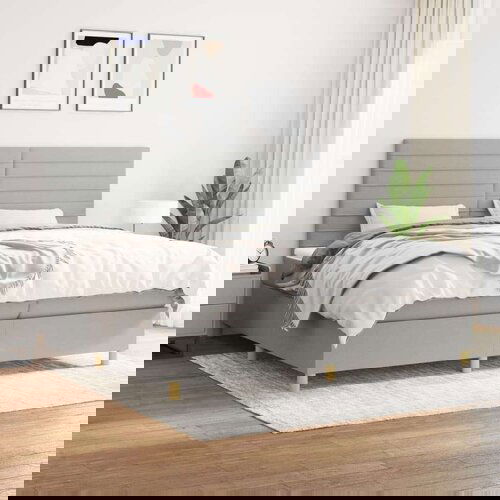  S oprugama i madracem svjetlosivi 200 x 200cm od tkanine Slike