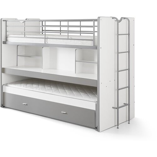 Vipack Bijeli/sivi dječji krevet na kat/s dodatnim ležajem s prostorom za odlaganje s podnicom 90x200 cm Bonny &amp;ndash; Slike