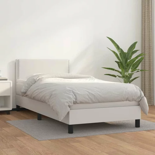  Krevet s oprugama i madracem bijeli 90 x 200 cm od umjetne kože