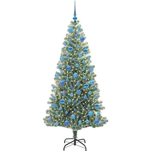  Umjetno Božićno Drvo s Snježnim Flokom i LED Svjetlom 180 cm Slike