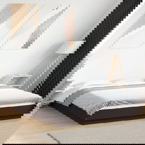 Furnova Posteljni okvir z LED lučkami črn 135x190 cm inženirski les, (21933960) Slike