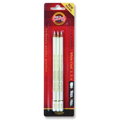  Komplet bijelih gradacionih ugljena u olovci Gioconda KOH-I-NOOR - 3 KORI&amp;Scaron;TENO Slike