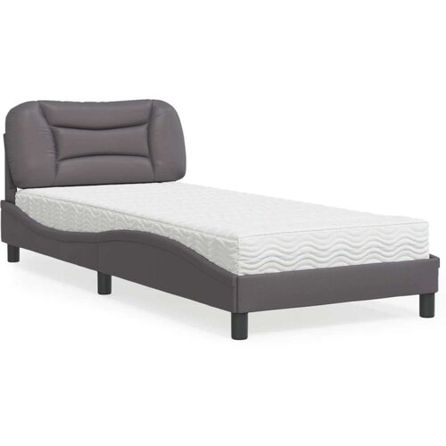  Krevet s madracem sivi 90 x 200 cm od umjetne kože Slike