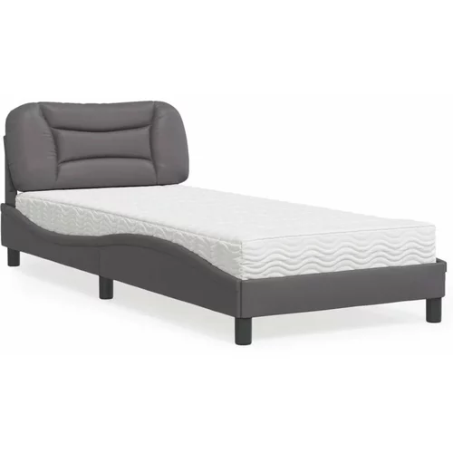  Krevet s madracem sivi 90 x 200 cm od umjetne kože