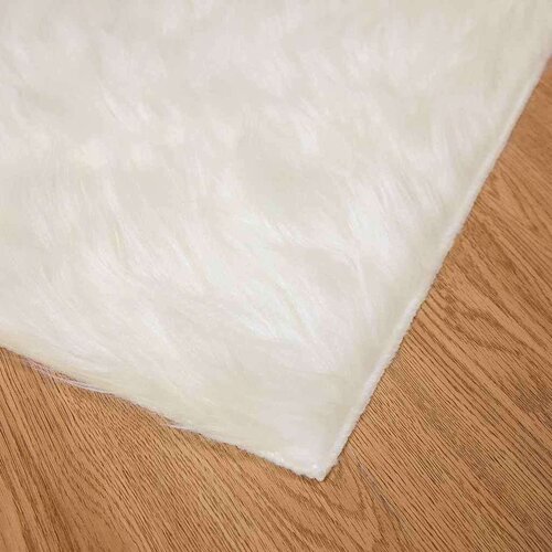 VidaXL Lažni Ovčji Tepih Bijelo 200 x 200 cm Poliester Slike
