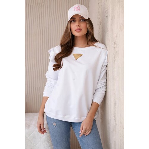 Kesi Cotton blouse with ruffles on the shoulders white Slike