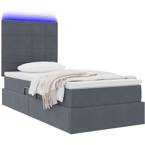  Krevet s prostorom za pohranu s LED-om Tamno siva 100 x 200 cm Slike