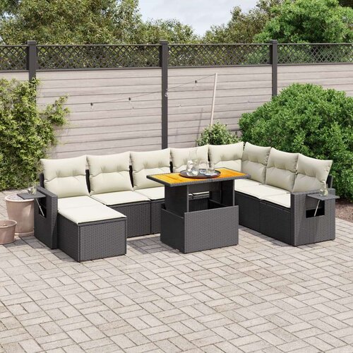  9-dijelni set vrtnih sofa s jastucima crni od poliratana Cijene