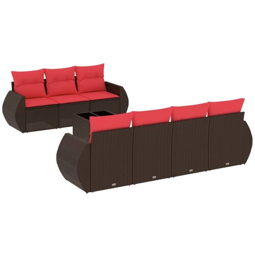 vidaXL 8-delni vrtni komplet sedežnih garnitur z blazinami rjav poli ratan, (5000294479) Cene