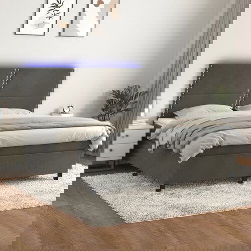  The Living Store Box spring postelja z vzmetnico LED temno siva 180x200 cm žamet - Box Spring Postelja, (21448656) Slike