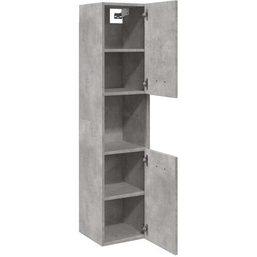 VidaXL Kopalni&amp;scaron;ka viseča omarica betonsko siva 30x30x130 cm inž. les Slike