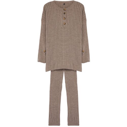 Trendyol Mink Corduroy Trousers Knitwear Bottom-Top Set Slike